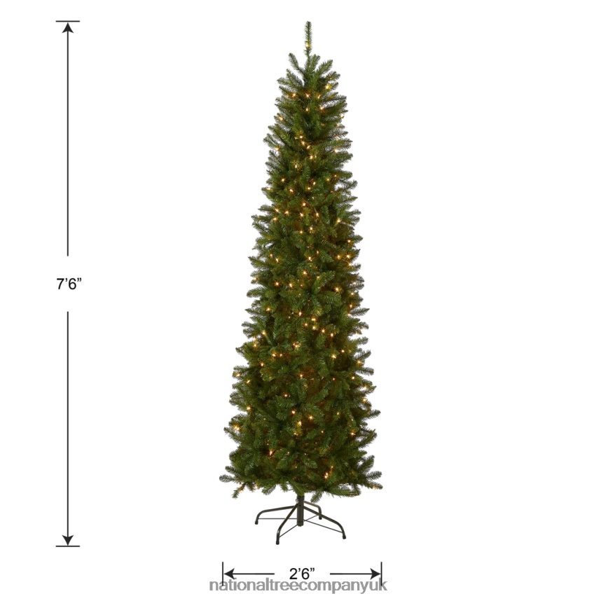 Trees | National Tree Company Artificial Pre-Lit Slim Christmas Tree Green Kingswood Fir White Lights Includes Stand 75 Feet F2L4F35